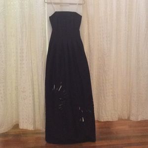 Halston Heritage Black & Cream Strapless Gown